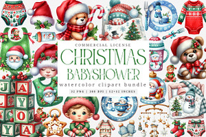 Christmas Babyshower Cliparts Bundle, an Illustration by SinaCreation