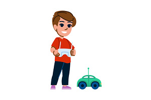 Happy child playing with remote, a Technology Illustration by pikepicture