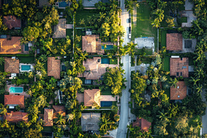 Aerial view of suburban neighborhood, a Photo by Iftikhar Alam
