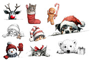 Christmas Peeking Clipart, an Illustration by Designworld (Thumbnail 3 of 4)