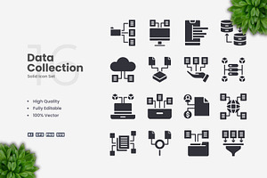 Data Collection Solid Icons, an Icon by Upnowgraphic