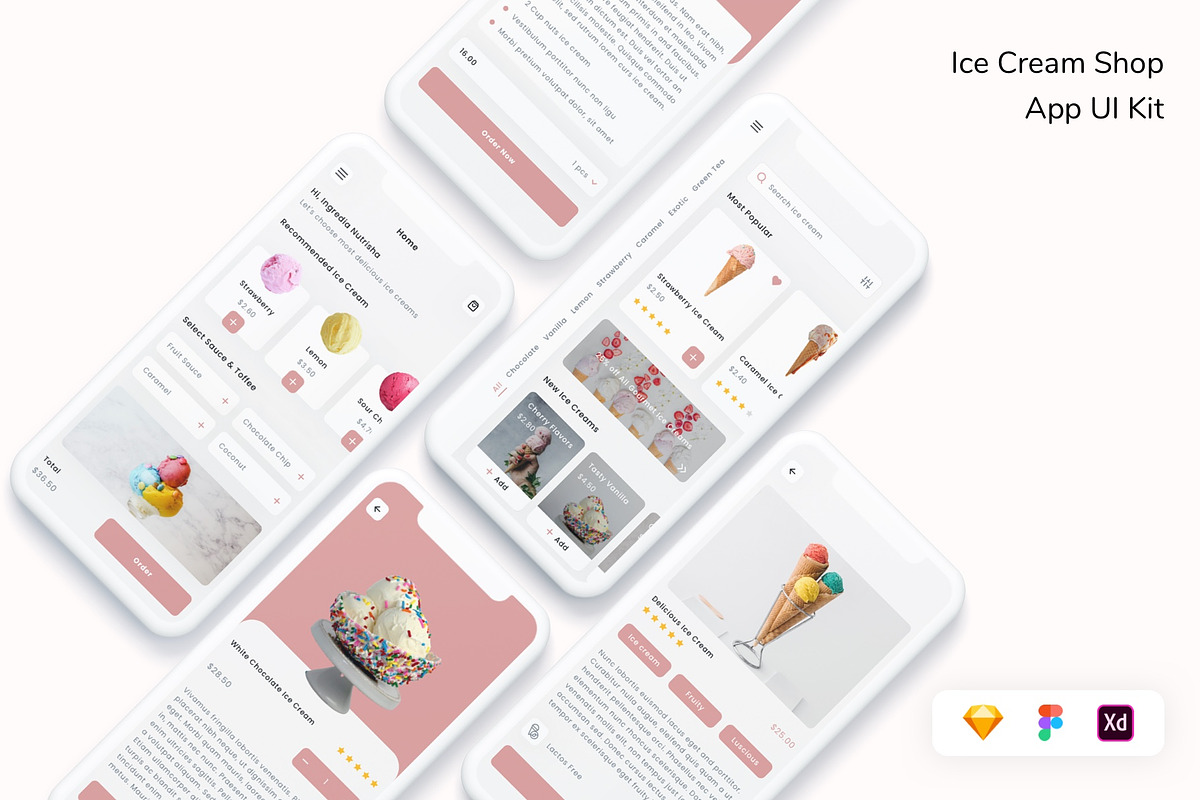 Ice Cream Shop App UI Kit, an App Template by Betush