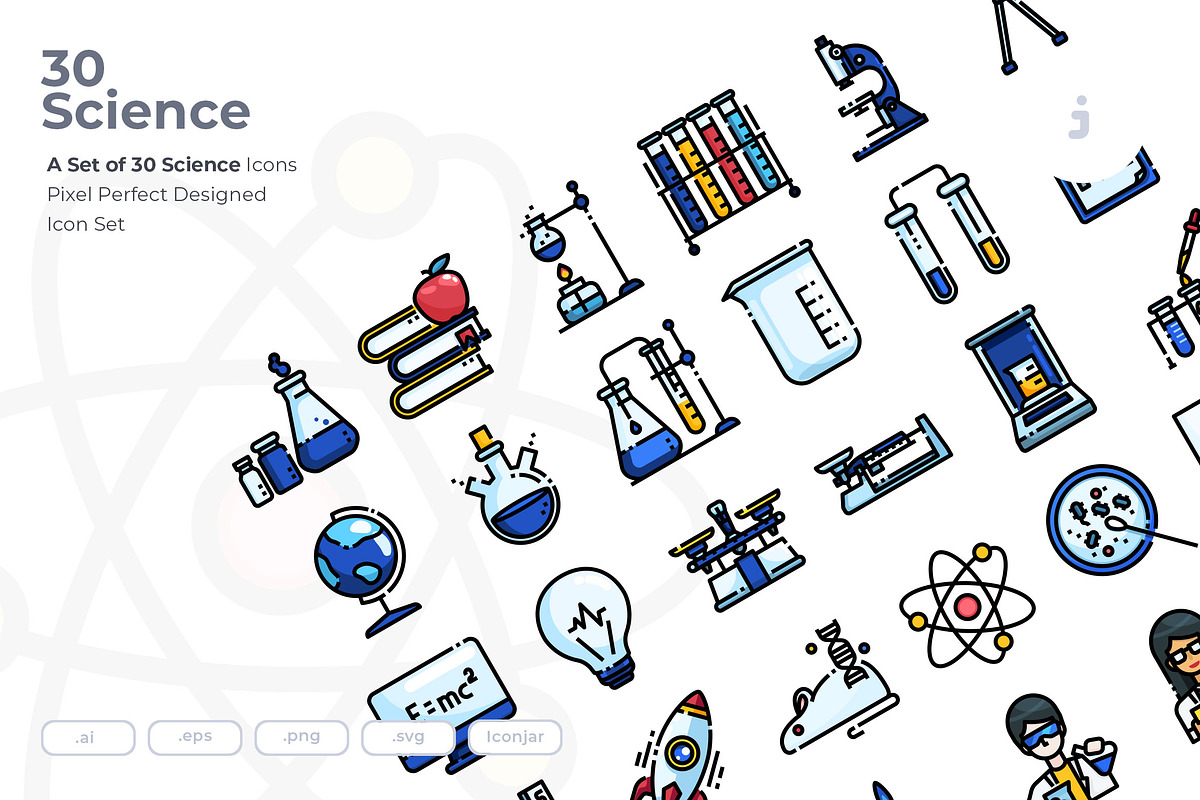 Science Icon set, an Outline Icon by Just Icon (Photo 1 of 3)