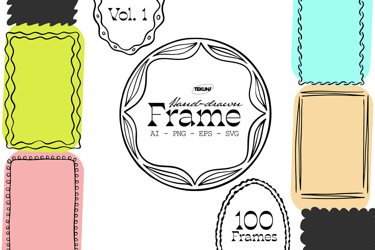 Hand Drawn Frame Vol 1, a Decorative Illustration by Tekuni (Photo 1 of 14)