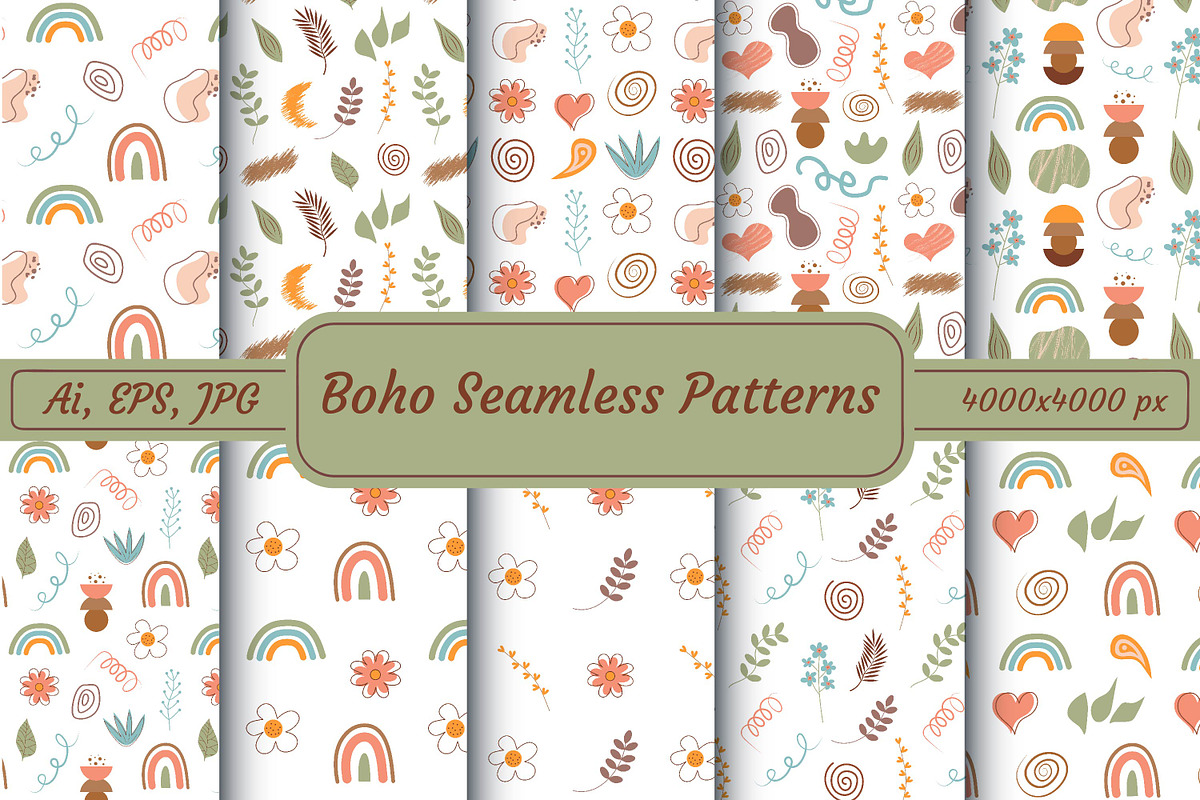 Boho Seamless Patterns, a Pattern Graphic by JulyGart (Photo 1 of 7)