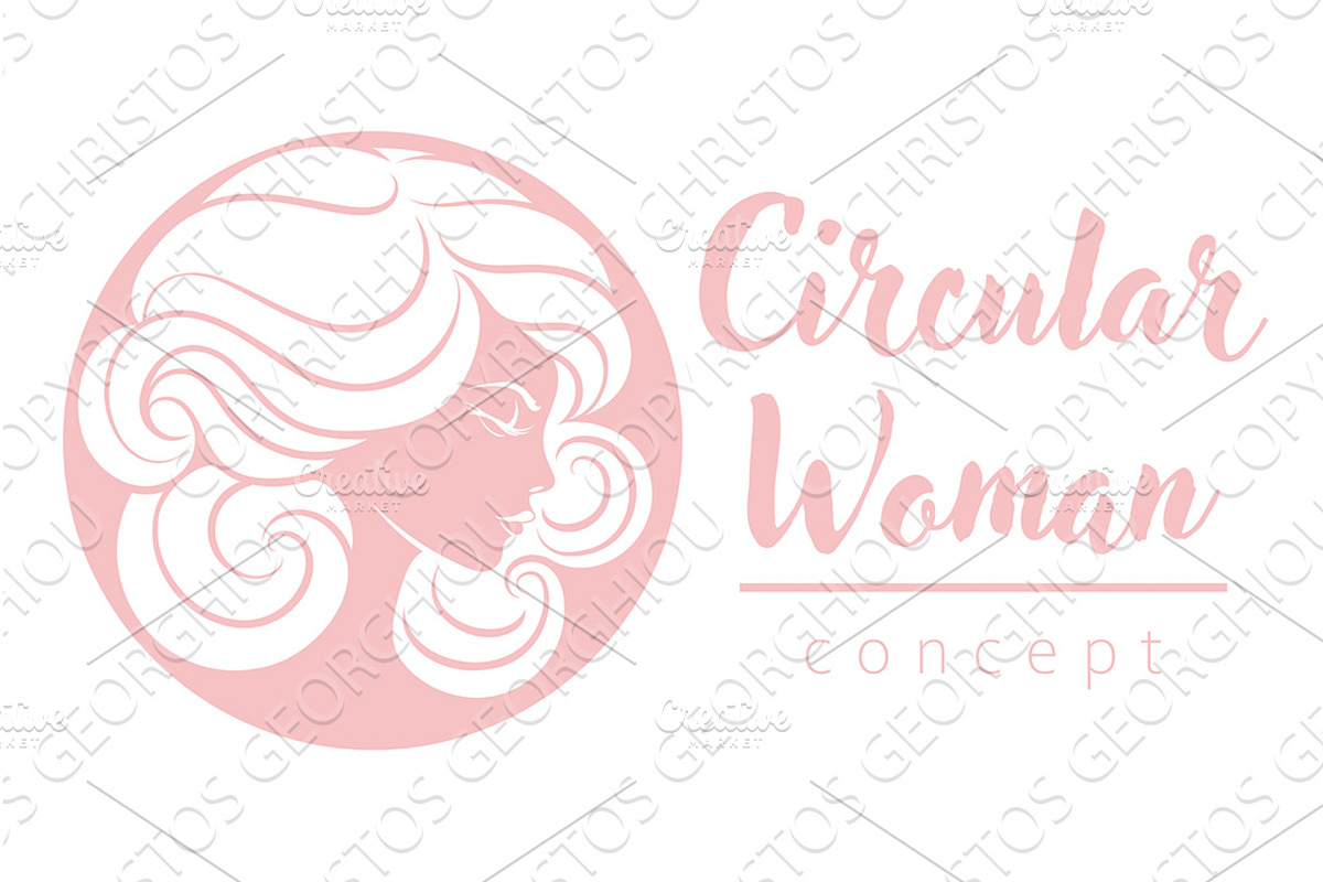 Woman Circle Face Hair Salon, an Object Illustration by Christos Georghiou