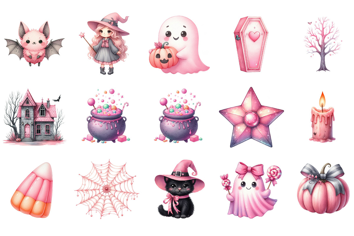 Pink Halloween Clipart, an Illustration by Designking (Photo 3 of 5)