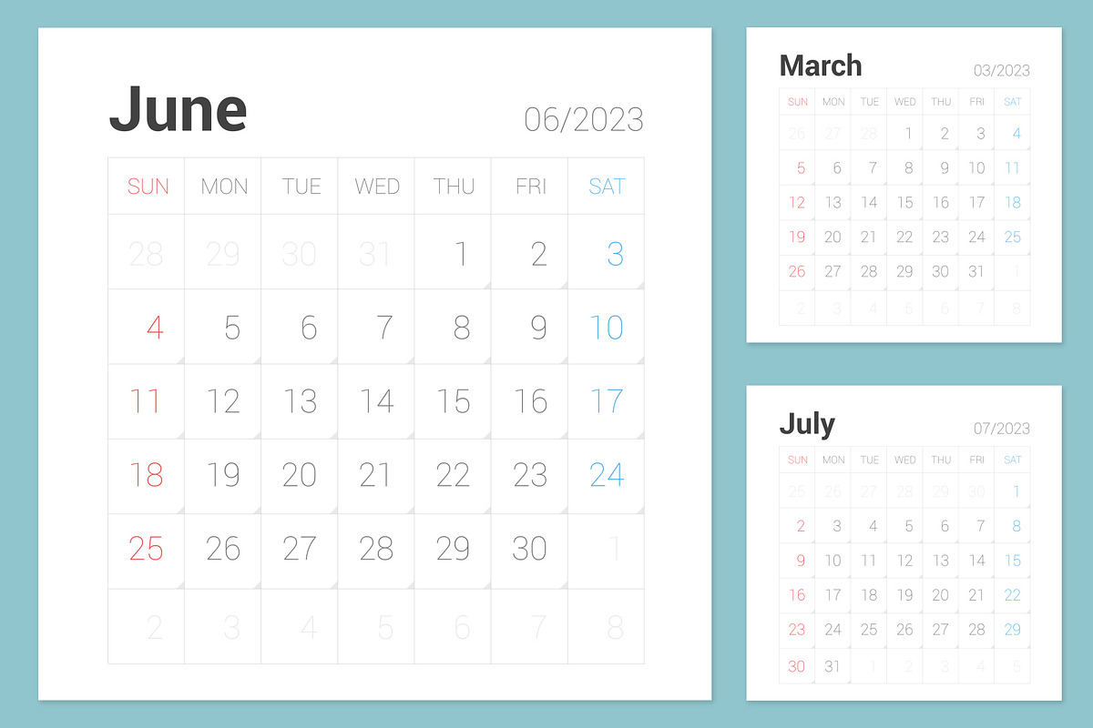 2023 Simple Calendar [Sunday], a Stationery Template by WORAKAMON Design Studio (Photo 3 of 5)
