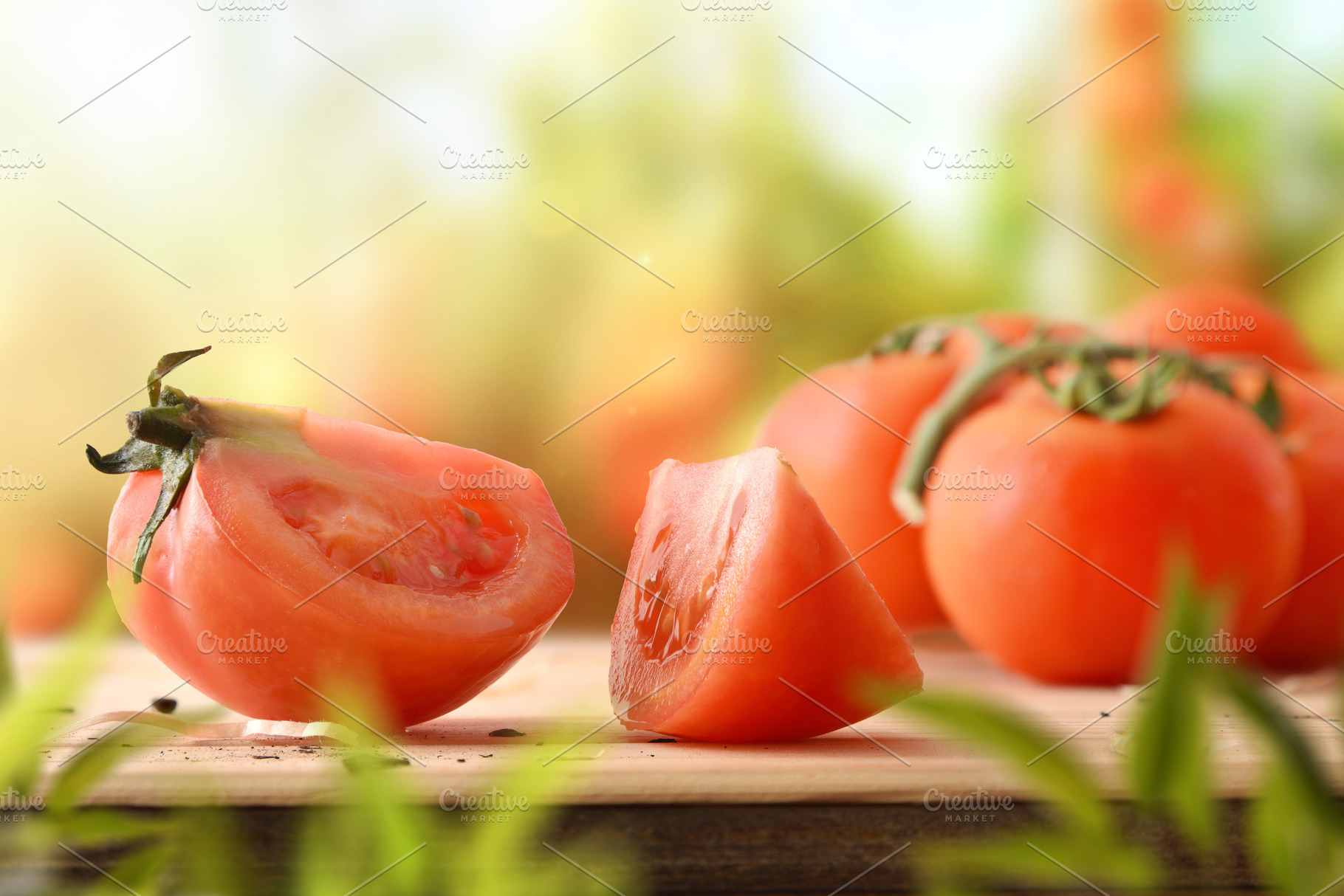 Fresh Tomato Wedges on Wooden Board, a Food & Drink Photo by Davizro's Market