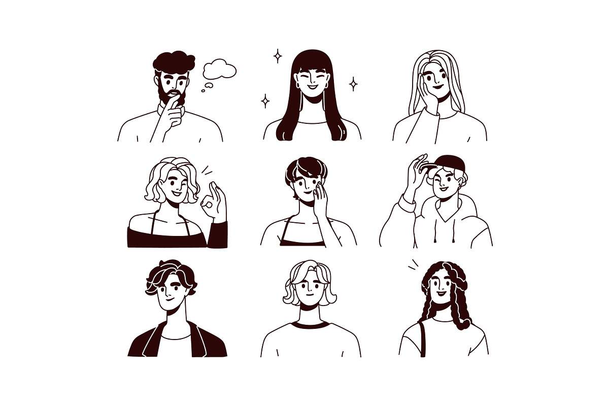 Line art people avatars set, a Person Illustration by Good Studio (Photo 3 of 5)