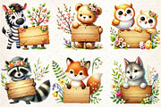 Animals with Wooden Signs Clipart, a Seasonal Illustration by Rose Art (Thumbnail 2 of 4)