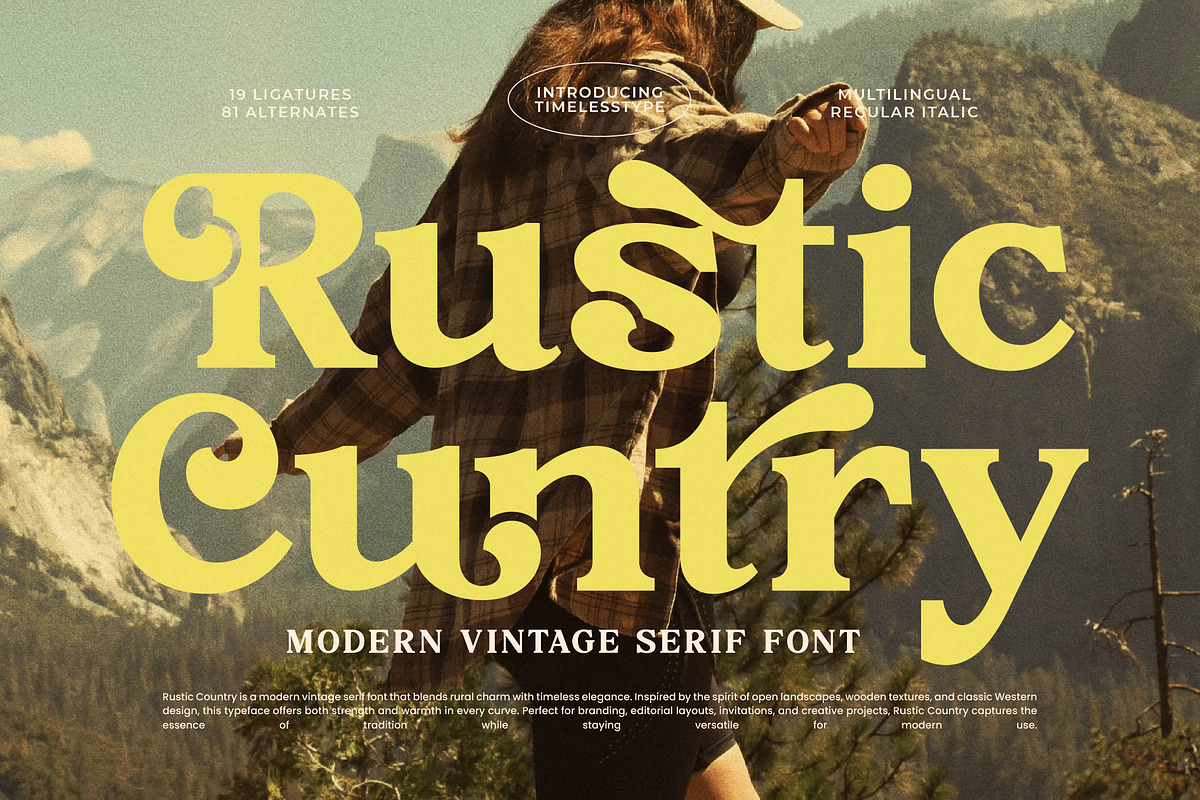 Rustic Cuntry Modern Vintage Serif, a Serif Font by timelesstype.co (Photo 1 of 15)