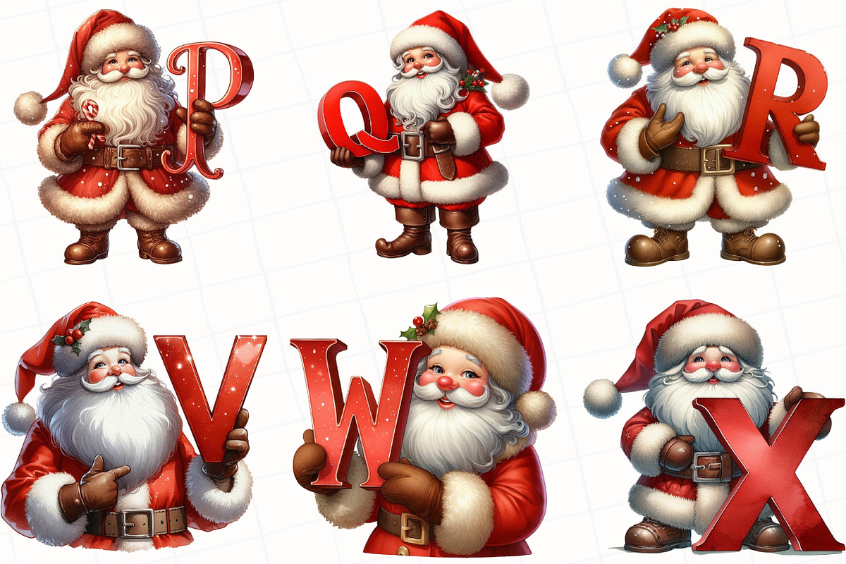 Christmas Santa Alphabet Clipart, an Illustration by OK Design (Photo 3 of 5)