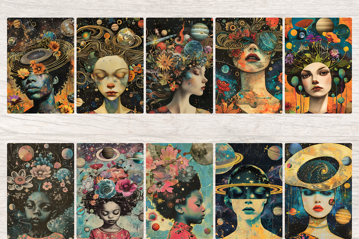 CELESTIAL PEOPLE JUNK JOURNAL PAGES, a Person Illustration by Daring Digies (Photo 2 of 8)