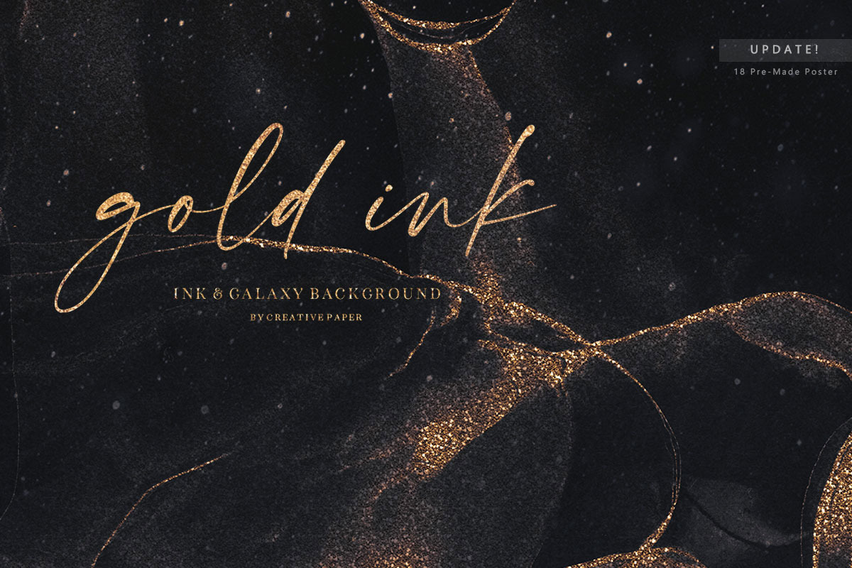 Gold Ink & Galaxy Backgrounds, a Texture Graphic by by creative paper