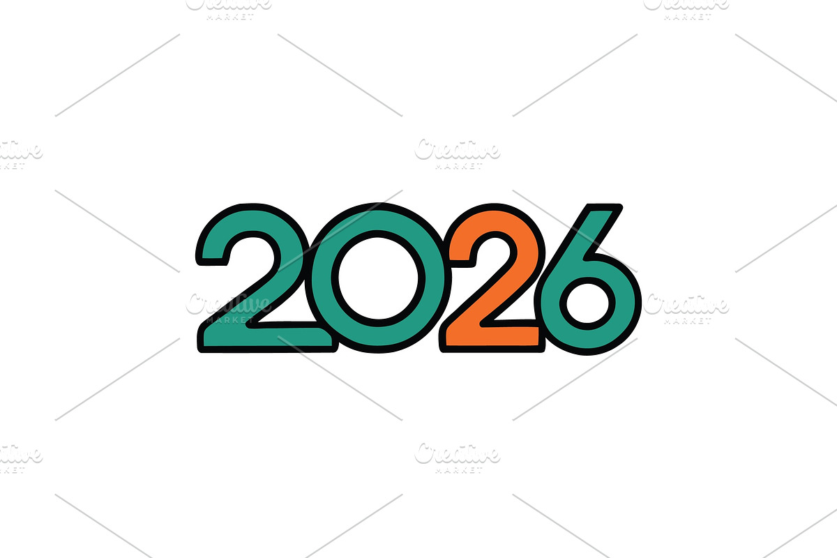 2026 Number Typography Vector Set, a Work Illustration by Vectorium Studio (Photo 10 of 20)