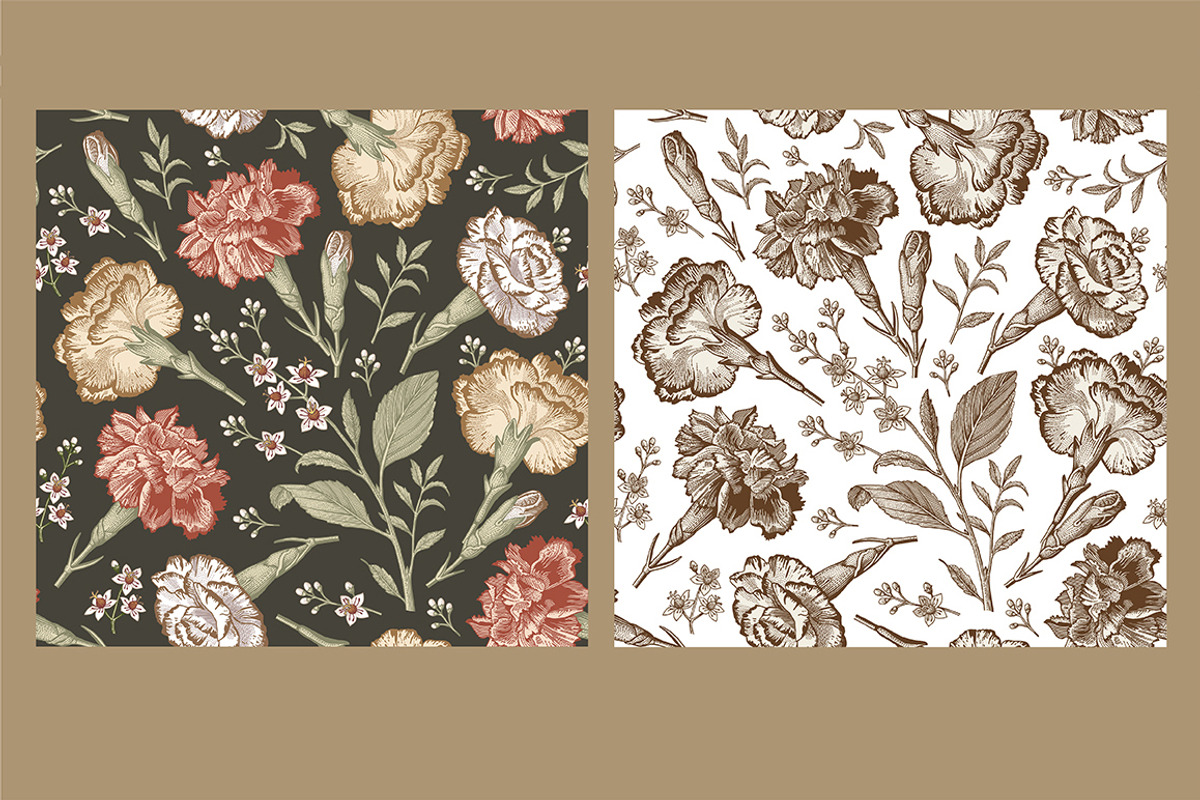 6 Carnation Seamless Flowers pattern, a Pattern Graphic by Vintage (Photo 4 of 9)