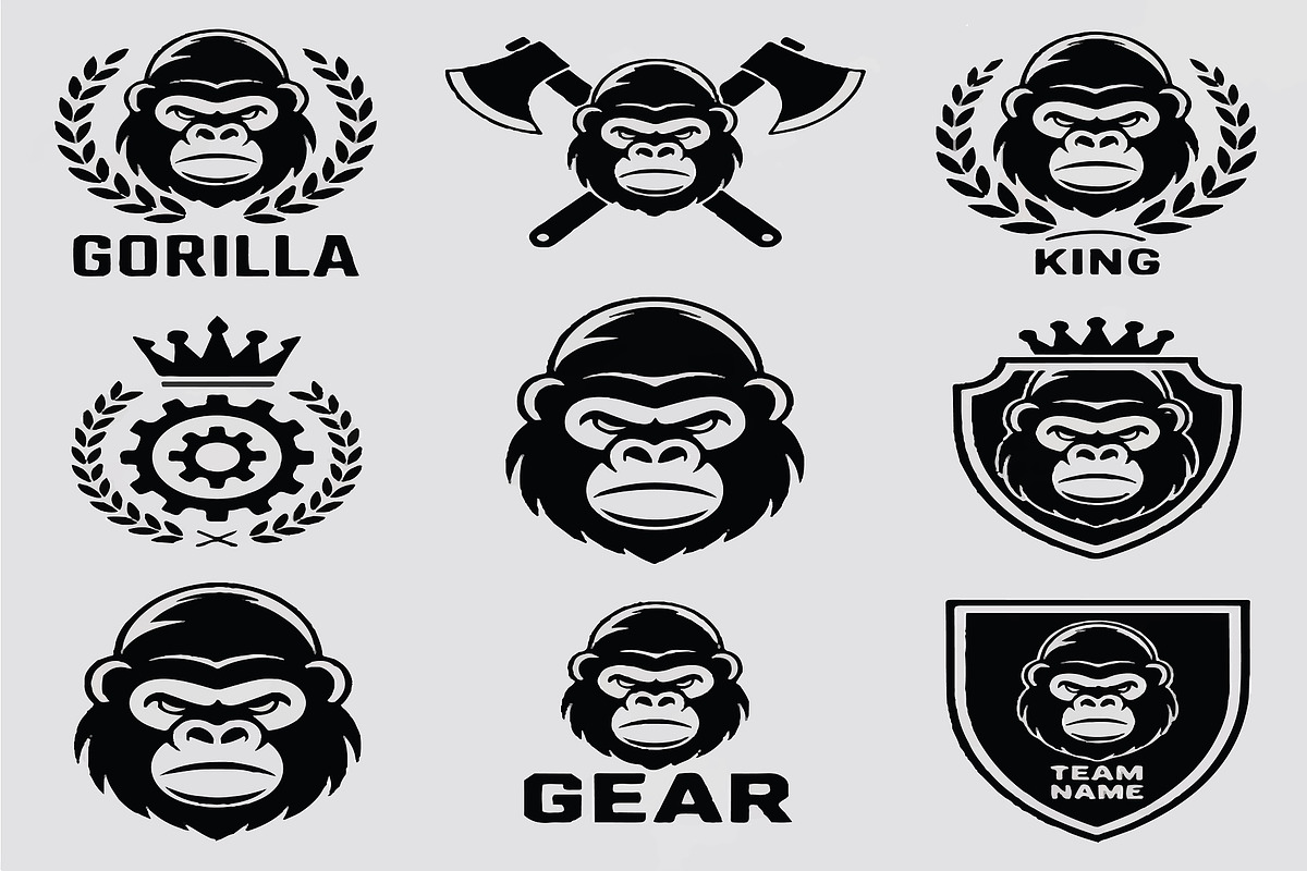 Gorilla Badge Set, an Animal Illustration by Sohan Artistry (Photo 3 of 3)