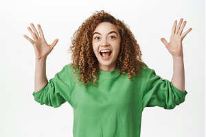 Portrait of happy curly beautiful