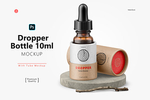 Dropper Bottle 10ml with Tube Mockup, a Cups & Container Mockup by HelenStock