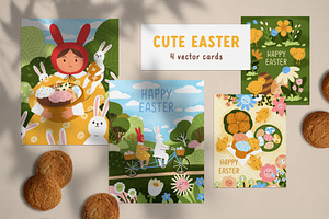 Cute Happy Easter card designs set, a Seasonal Illustration by Good Studio