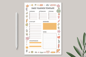 Cute Illustrated Daily Planner, a Stationery Template by ContestDesign