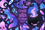 Crystal Witch Clipart, a Seasonal Illustration by DigitalArtsi (Thumbnail 1 of 4)