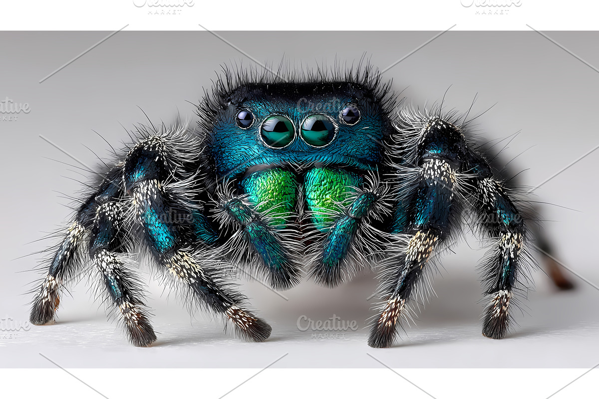 Cose-up portrait of Jumping spider, an Animal Illustration by Lukas Jonaitis SHOP