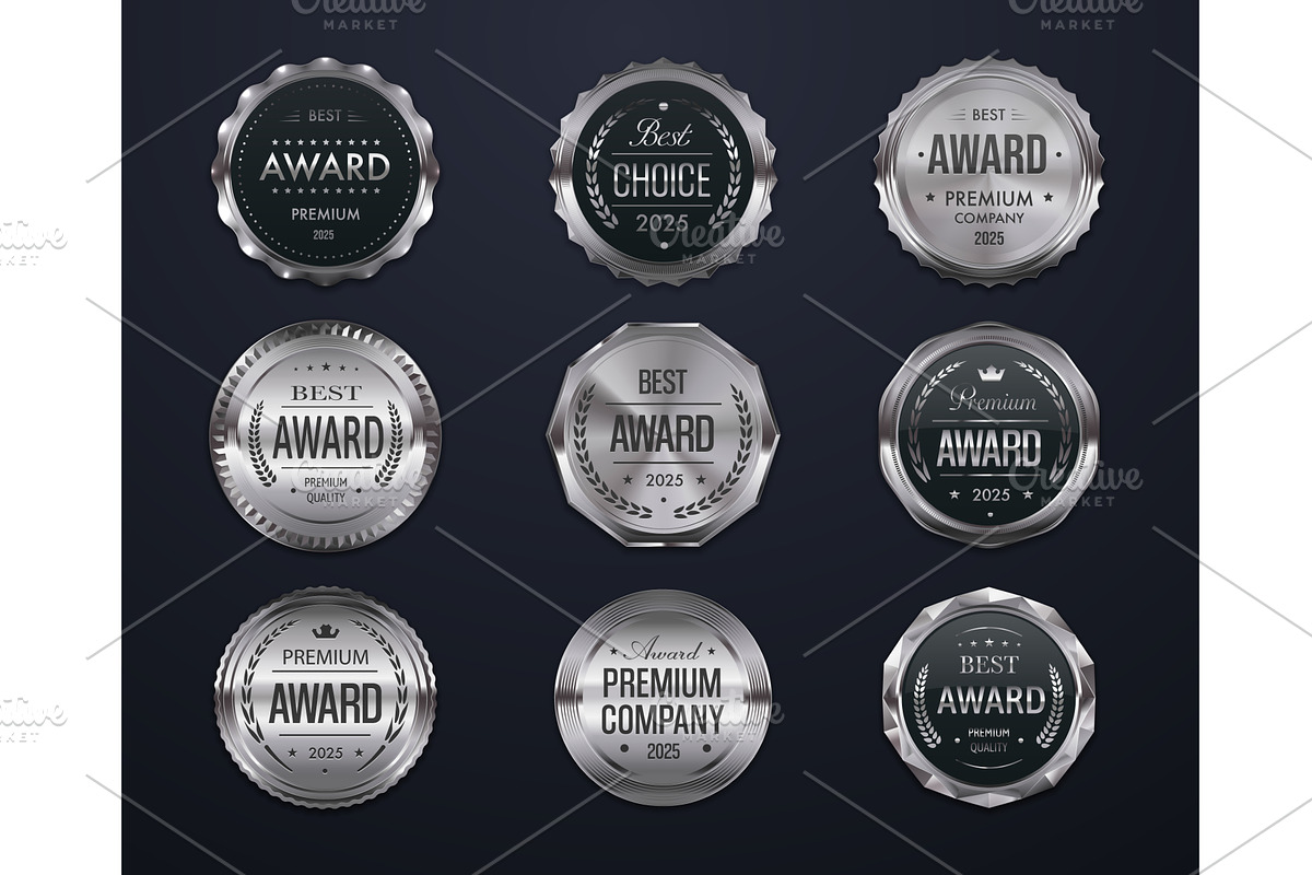 Best award silver seal labels, a Decorative Illustration by Vector Tradition