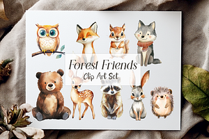 Forest Friends Clip Art Set, an Illustration by Tati Bordiu Digital