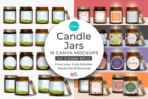 Amber Candle Jar Mockup For Canva