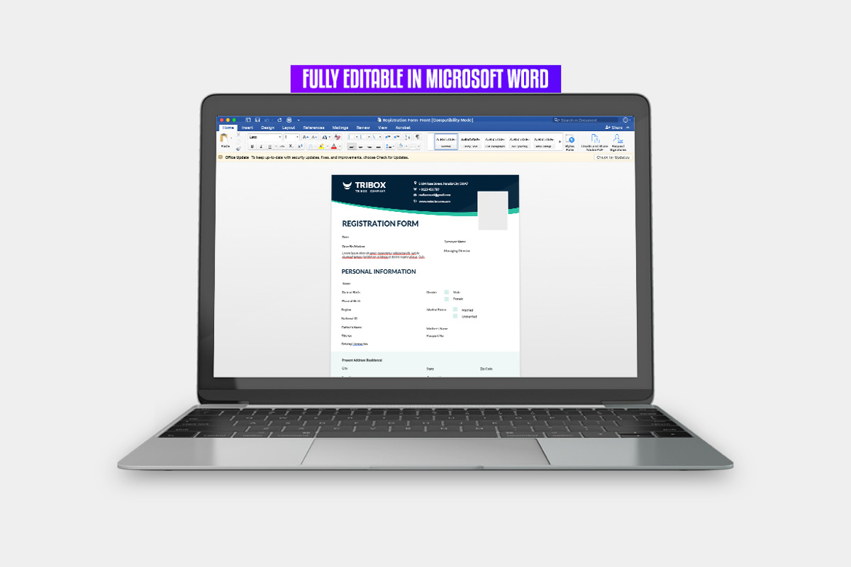 Modern Registration Form, a Stationery Template by iDoodle Studio (Photo 2 of 6)