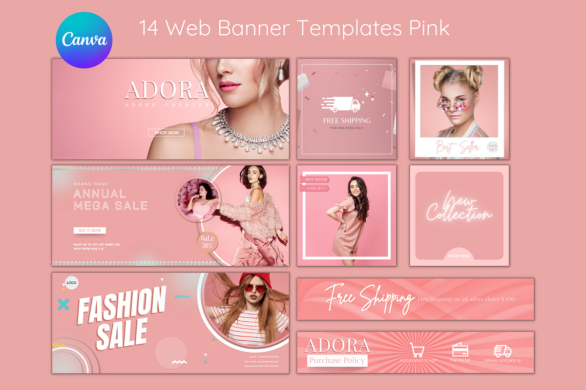 Website banner templates Rose, a Landing Page Template by Meoww_Design (Photo 1 of 7)