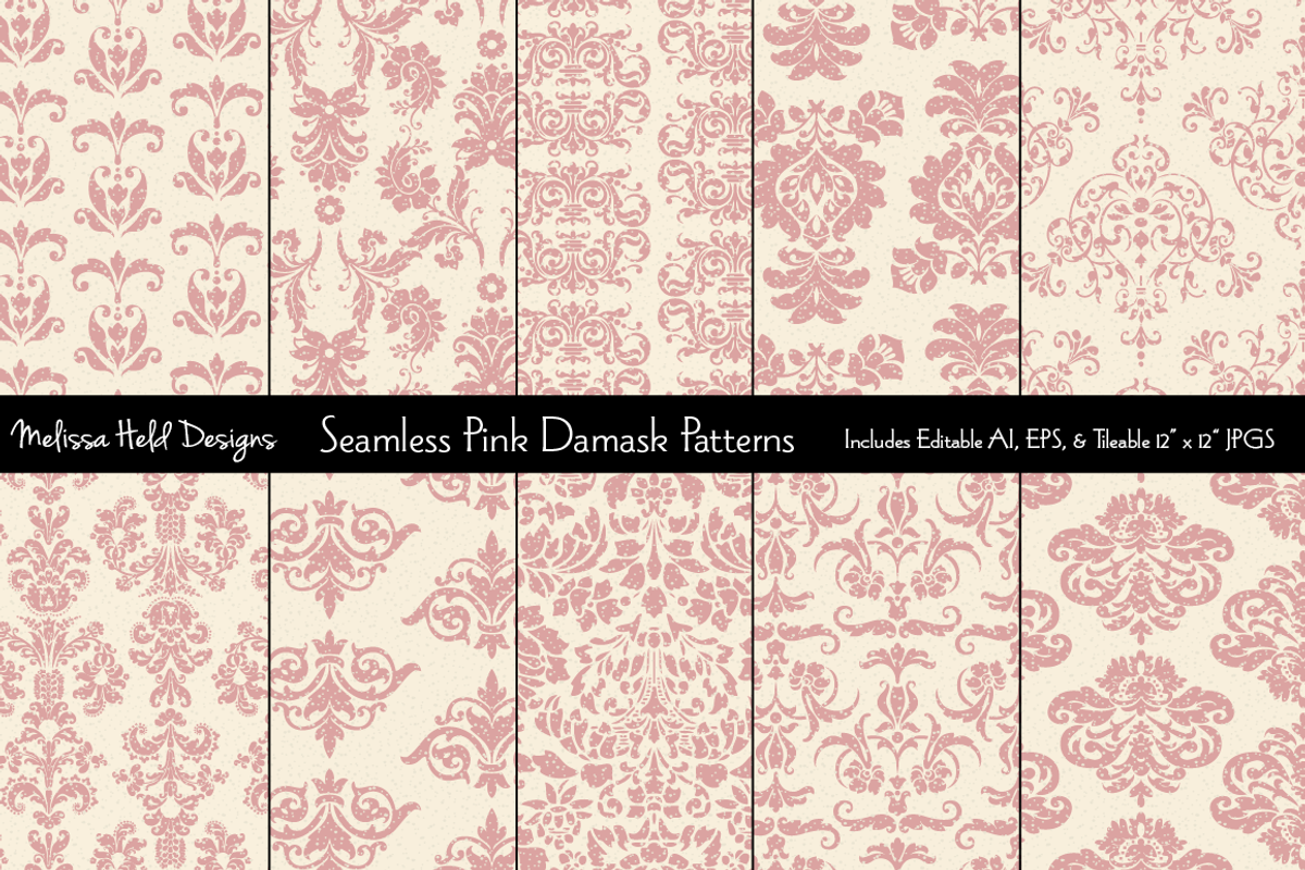 Seamless Pink Damask Patterns