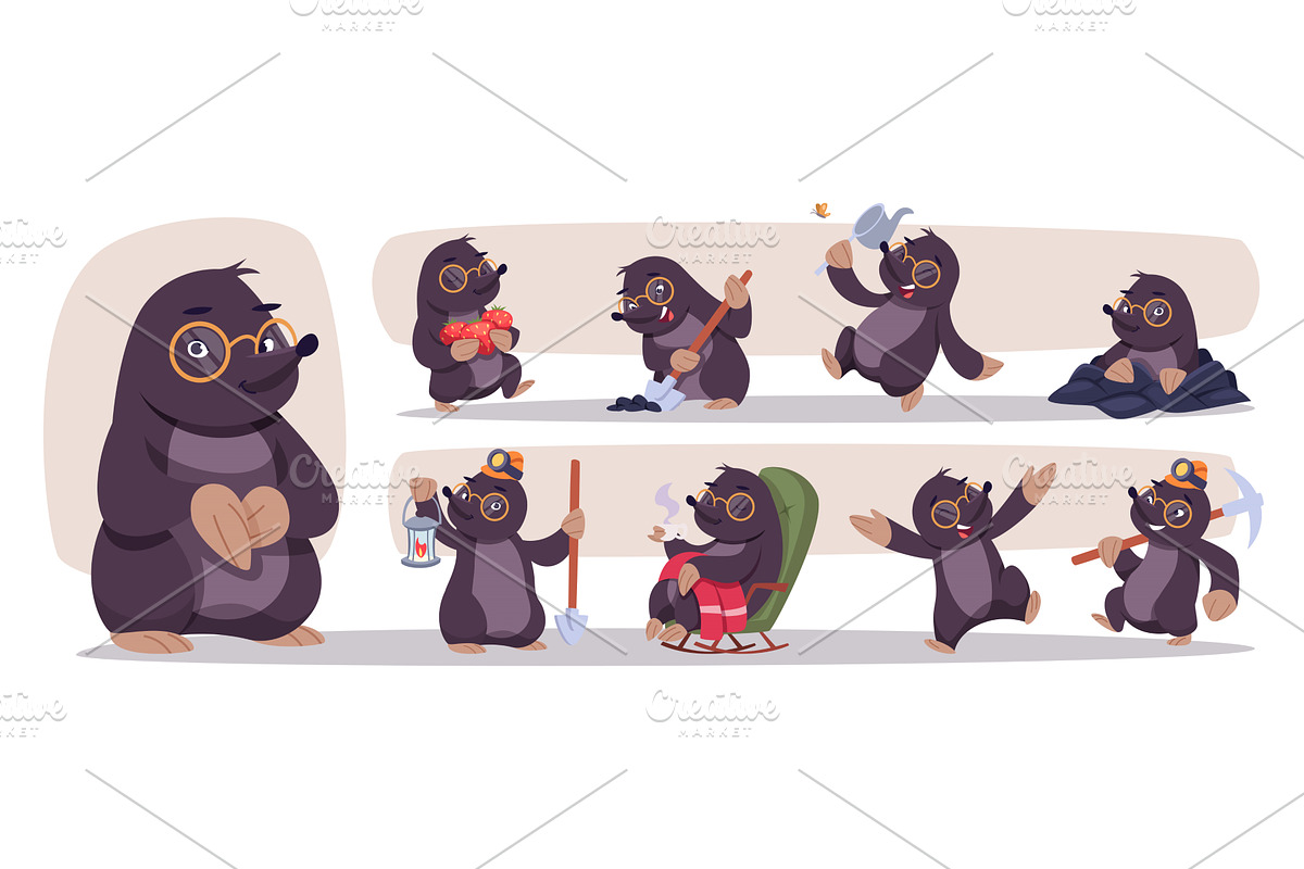 Mole. Wild animal in cartoon style, an Animal Illustration by Onyx