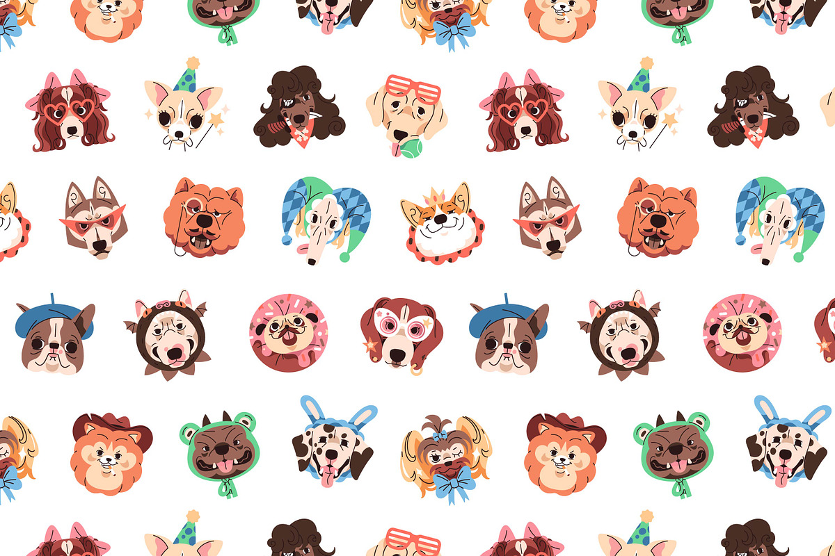 Funny dog avatars set + backgrounds, an Animal Illustration by PaperTrident (Photo 11 of 13)