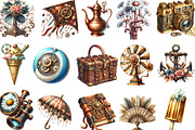 Steampunk Summer Clipart, an Illustration by Designking (Thumbnail 2 of 4)