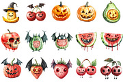 Halloween Fruit Mash-Up Clipart, an Illustration by DreamArtGraphic (Thumbnail 2 of 5)