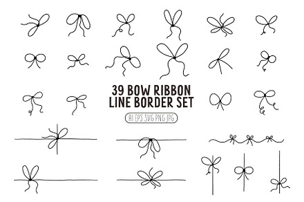 Ribbon Bow Line Border Set