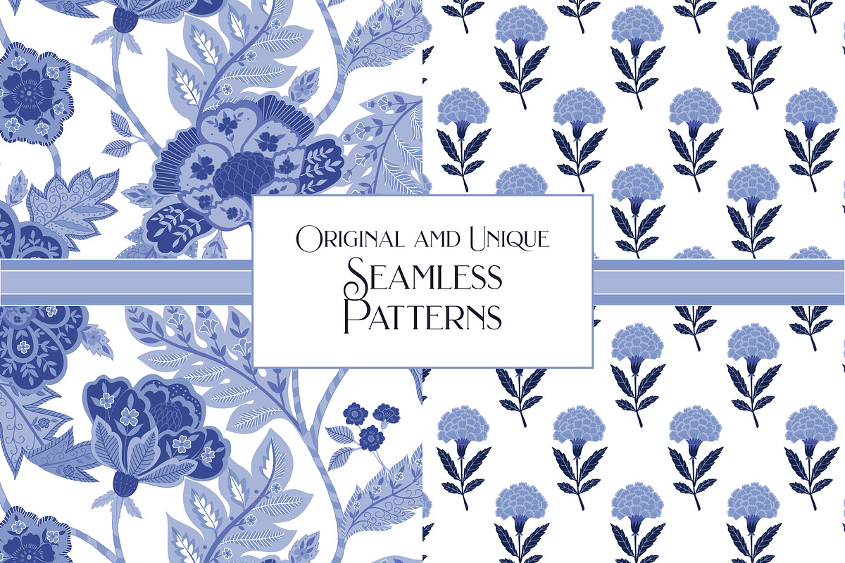 Boho Indian Blue White Patterns, a Pattern Graphic by RachelStudio (Photo 5 of 8)