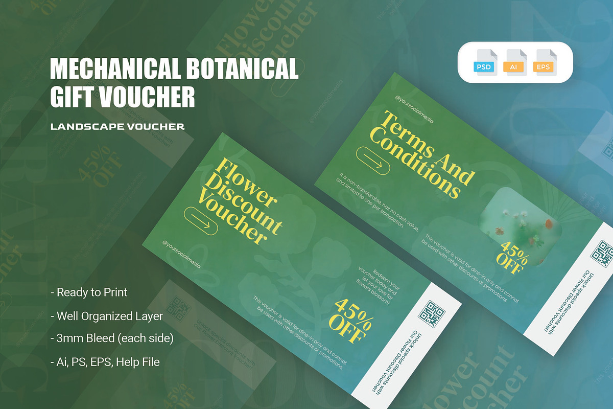 Mechanical Botanical - Gift Voucher, a Print Template by AQR Studio (Photo 1 of 2)
