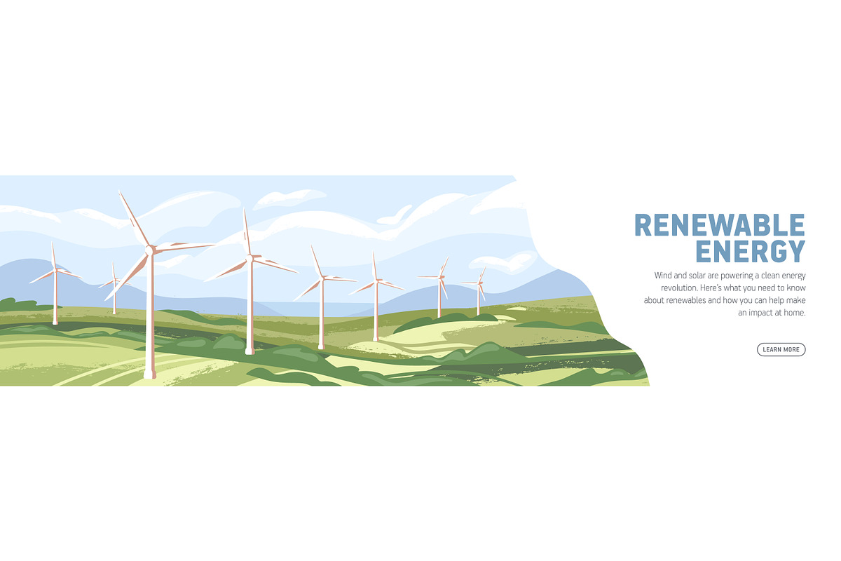 Windmills, renewable energy banner, a Technology Illustration by Good Studio (Photo 3 of 3)