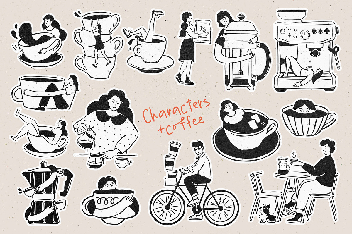 Naive coffee and pastry doodles, an Object Graphic by DesignThatMatters (Photo 4 of 14)