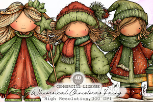 Whimsical Christmas Fairy Clipart, an Illustration by Sublimation Artist