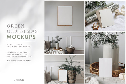 Green Christmas mockup bundle, a Stationery Template by Tabita's shop