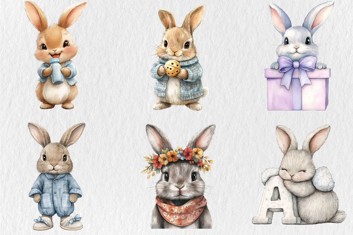 Sweet Bunnies Nursery Clipart, an Illustration by Rose Art (Photo 3 of 5)