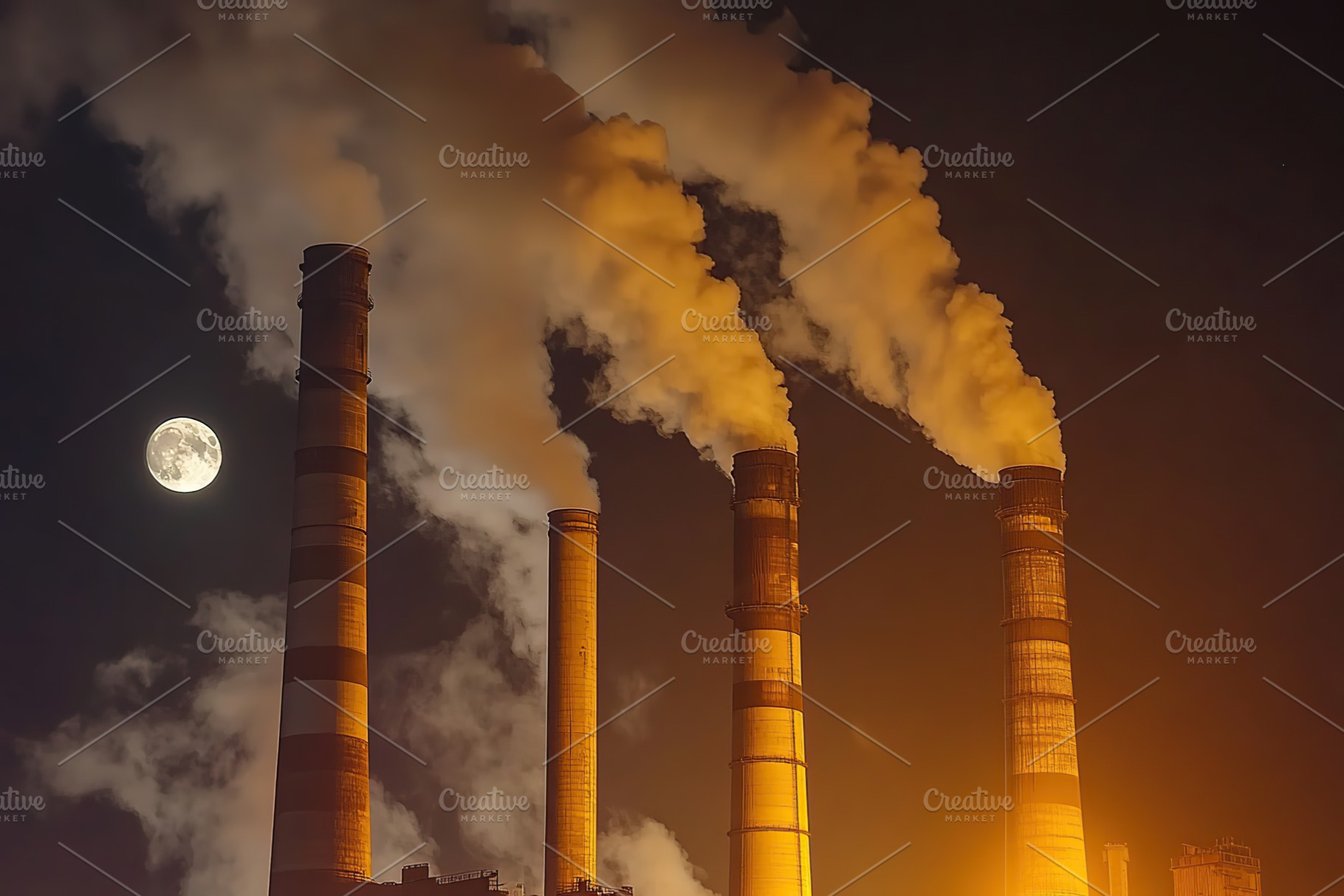 Smoke emissions from thermal power plant, an Industrial Photo by AlyaAnd