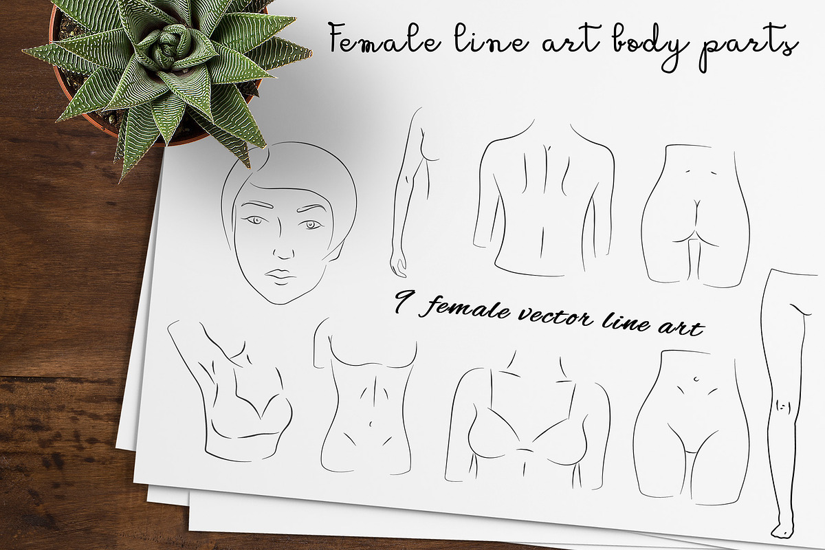 Body parts vector line art set, an Illustration by OctopusRider (Photo 4 of 5)