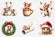 Funny Christmas Mouse Watercolor Cli, an Illustration by CrexoraLab (Thumbnail 2 of 5)