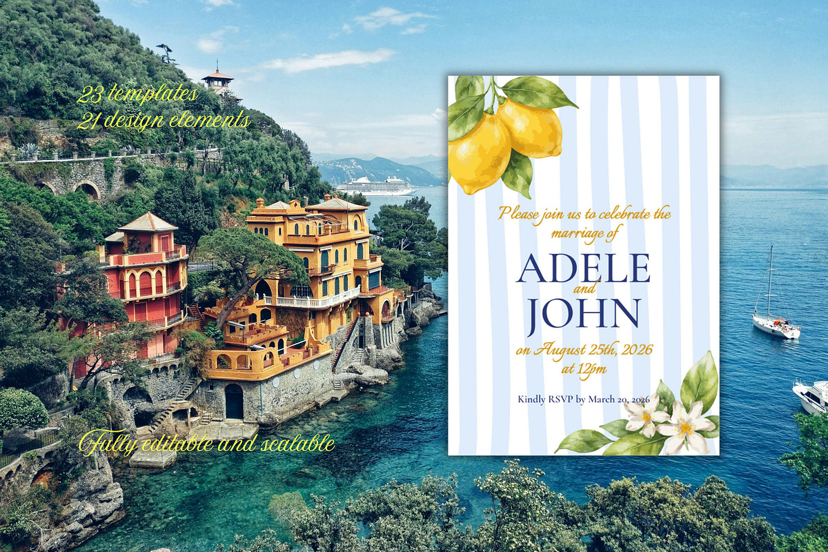 Amalfi Wedding Collection, an Invitation Template by ChristinaDesigns (Photo 3 of 7)